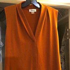 Calvin Klein Dark Orange Sleeveless Blouse women’s small